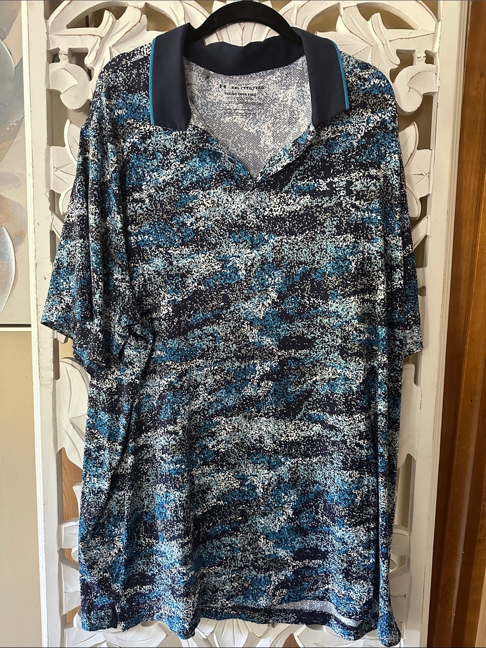 Men's Blue Patterned Polo Shirt